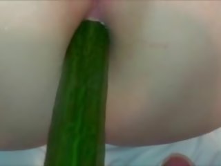 BBW Fucked By A Cucumber And His cock