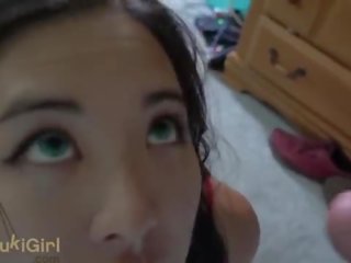 FACE SOAKED IN CUM &commat;Andregotbars Brutal throatfuck for asian mademoiselle in her pajamas POV