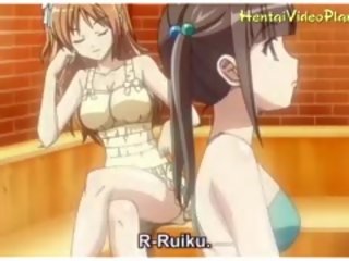 Delightful anime dziewczyny w sauna