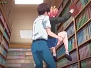 Násťročné anime študent dostane skrutkované v knižnica