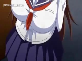 Anime babe i skole uniform blåser stor manhood